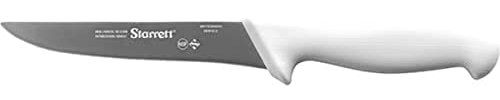 Starrett Professional Stainless Steel Kitchen Boning Knives - Wide Straight Profile - 6-inch (150mm) - White Handle