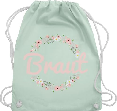 Shirtracer Turnbeutel Rucksack - JGA Junggesellenabschied Frauen - Braut Motiv Blumenkranz - Unisize - Pastell Grün - jugengesellenabschied rucksackbeutel gadgets polter beuteltasche outfit hen party
