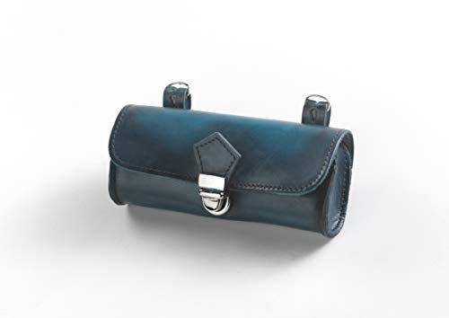 Selle Montegrappa Fahrradtasche Luxus Satteltasche Echtleder Borsello 0015 Made in Italy in 4 Farben Farbe:blau