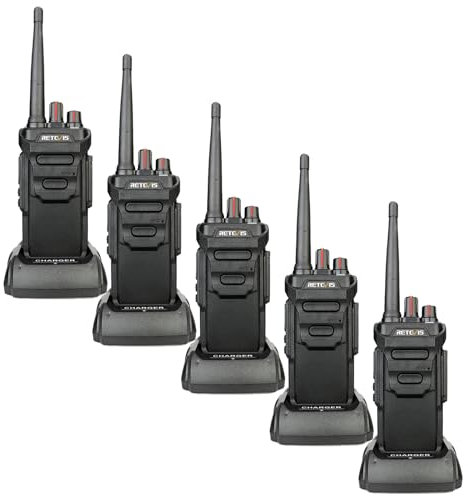 Retevis RT648 PMR446 2-Way Walkie Talkie Waterproof Radio, Walkie Talkies for Adults with Rechargeable Batteries, Professional Walkie Talkie for Outdoor, School, Emergency(Black, 5Pcs)
