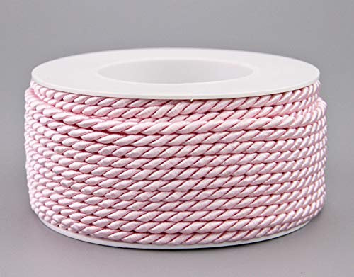 Cordoncino da 25 m x 4 mm, colore rosa chiaro, rotolo decorativo con filo rosa lucido, cordoncino, cordoncino, cordoncino, senza filo, per decorare il fai da te, cucito