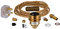 ElekTek UK Brass E27 Edison Lamp Holder Shade Ring Refurbishment Fixing Kit Gold Twisted Braided Fabric 3-Core Lighting Flex cable, Inline Rocker Switch, Extensive Fittings Pack, 13A Plug (3A Fuse)