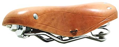 TentHome Vintage Fahrradsattel Touren-City-Sattel Bequem Komfort Leder Fahrradsitz mit Federn Nieten für Damen Herren Orange