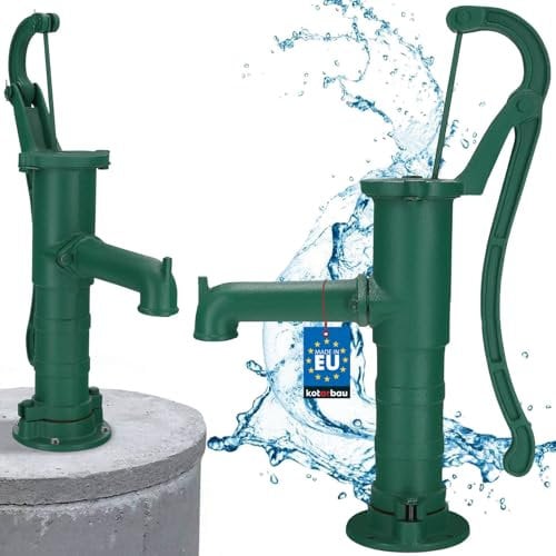 KOTARBAU® Bomba de Jardín Antigua para Pozo de Agua Manual Hierro Fundido Verde Vintage