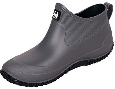 SMajong Stivali in Gomma Uomo Donna Impermeabili Scarpe da Giardinaggio Antiscivolo Scarpe da Pioggia Scarpe Gomma Stivali Caviglia Caldi Grigio Nero Taglia 40 EU