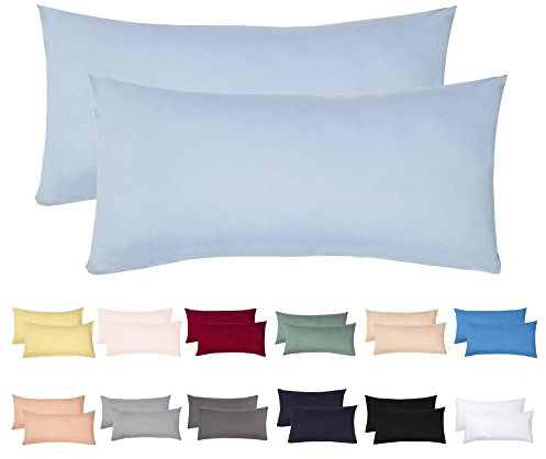Livessa 2er Set Kissenbezug 40 x 80 cm - Kopfkissenbezug aus%100 Baumwolle Kissenhülle Bügelfrei & Knitterfrei mit Reißverschluss, 40x80cm Pillow Cover, atmungsaktiv, Oeko-Tex Zertifiziert