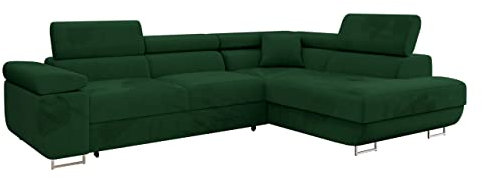 Mirjan24 Ecksofa Torezio mit Bettkasten, Einstellbare Kopfstützen, Sofa mit Schlaffunktion, Eckcouch für Wohnzimmer, Polsterecke, L-Form Couch mit Bettfunktion (Manila 35, Seite: Rechts)