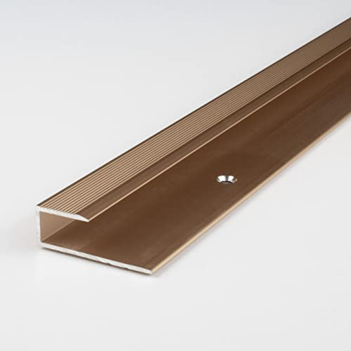PROVISTON | Einfassprofil | Aluminium eloxiert | Bronze Hell | Breite 15.6 mm | Höhe 8.5 mm | Länge 1000 mm | Gebohrt | Abschlussprofil | Einschubprofil | Abschlussleiste | Bodenprofil | 1 Stück