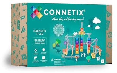CONNETIX Magnetische Fliesen Regenbogen Ball Run Packen, 92 Stück