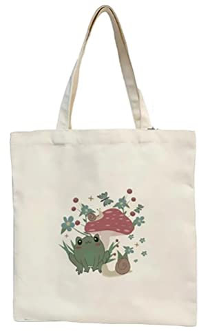 FaceYee Einkaufstasche / Einkaufstasche, lustiges Geschenk, wiederverwendbar, 35 x 40 cm, Frosch und Pilz, 35cmx40cm