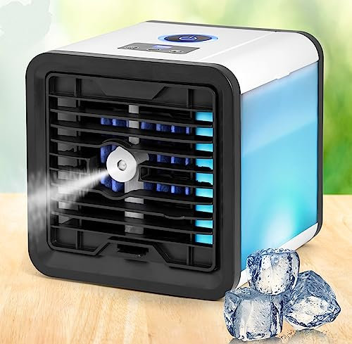 Portable Air Conditioner, Personal Mini Air Cooler Fan 3 in 1 Evaporative Cooling USB Fan Small Air Con Humidifier with 3 Wind Speed for Home, Bedroom, and Office