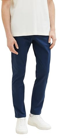 Tom Tailor Denim Herren Slim Fit Chino Hose mit Gürtel, 34732 - Navy Mini Houndstooth, 29/34