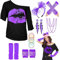 WILDPARTY 80er 90er Jahre Outfit Damen, T-Shirt, Beinwärmer, Stirnband, Ohrring, Halskette, Netzhandschuhe, 80er 90er Jahre Kostüm Mottoparty Accessoires Kleidung JD-80SMouth-Purple-3XL Made In China