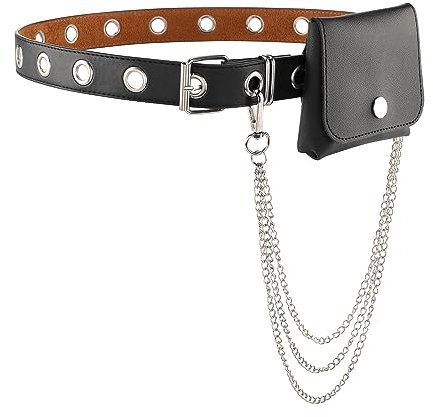 CHIC DIARY Taillengürtel mit Kleiner Tasche Mini Hüfttasche Damen Mode Bauchtasche Gürteltasche Gürtel mit Kette