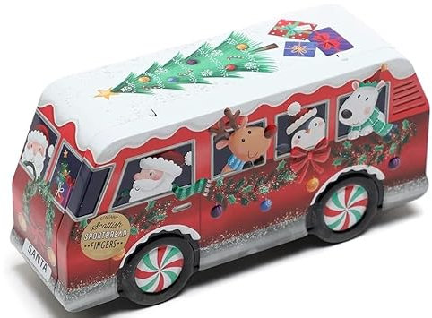 Christmas Shortbread Biscuits Gift Set 300g - Camper Van Shortbread Biscuit Tin - Christmas Stocking Fillers - Kids Adults Gift