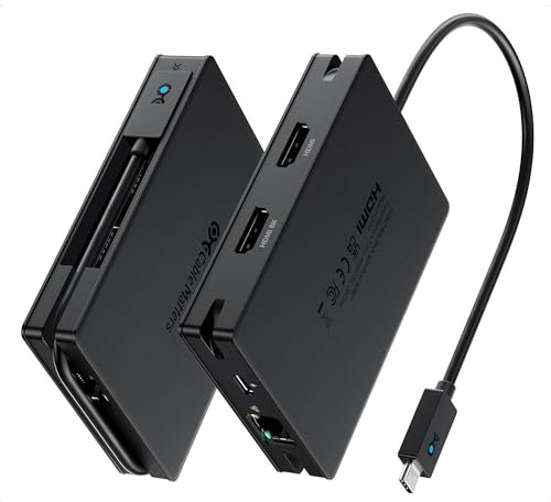 Cable Matters Portable 40Gbps Dual HDMI USB4 Hub, USB 4 Dock mit 2x4K@60Hz oder 1x4K@120Hz / 8K@30Hz, 100W PD, Gigabit Ethernet, Kompatibel mit Thunderbolt 4 für XPS, Surface Pro, iPad Pro