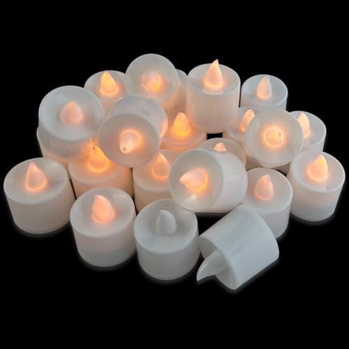 Diompirux 24 Stück LED Teelichter Kerzen mit Batterie, Elektrische künstliche Kerze in warmem Gelb, Flammenloses batterie kerzen realistische, für Hochzeiten, Partys,Festivals, Wohndekoration