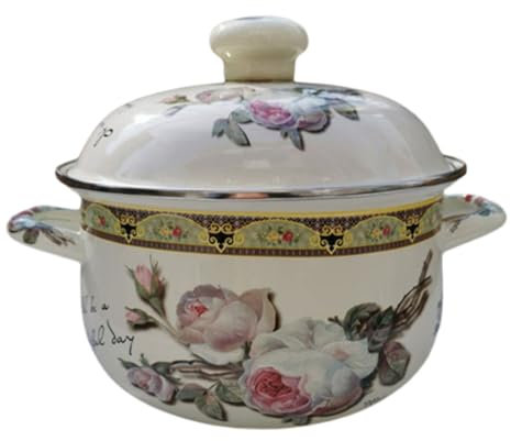 LIFKOME Olla De Sopa Esmaltada Olla Duradera De Doble Asa Utensilios De Cocina Hogar Para Cocinar Sopa