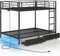 Rolanstar Litera de metal matrimonial sobre matrimonial con estación de carga USB, litera LED con 2 cajones de almacenamiento, cama con barandilla de seguridad y escaleras, no necesita somier, fácil