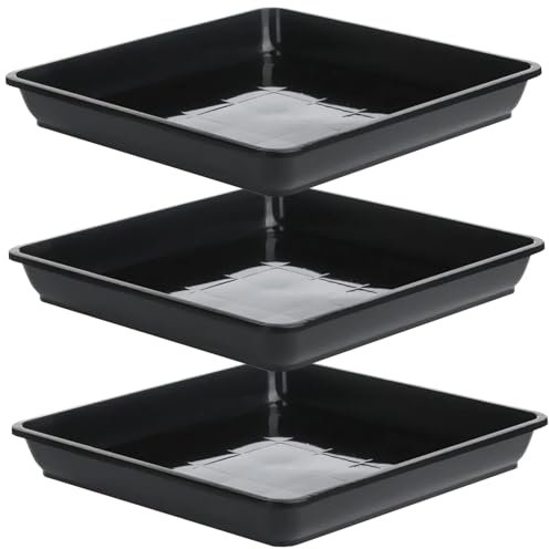 Plant Pot Saucers 3PCS Plant Tray Plastic Square Plant Tray Durable Plant Water Catcher Tray for Bonsai Flowers Succulent Pot Gardening Supplies Large