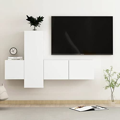 AUUIJKJF Home Outdoor Others3-teiliges TV-Schrank-Set, Holz, Weiß