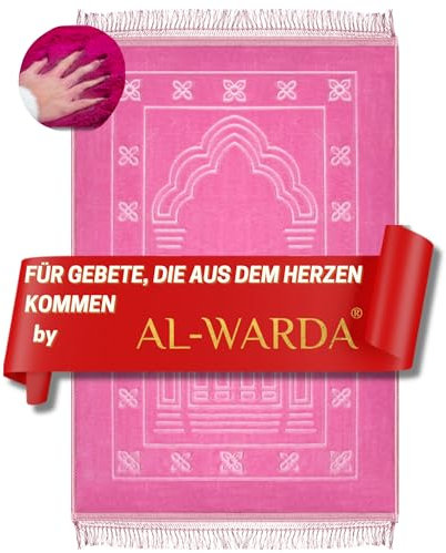 AL-WARDA Tapis de priere Musulman-Tapis de priere Tapis priere Musulman en Peluche Super Confortable-Islam Cadeau-Tapis de priere Musulman Epais- Doux comme Un Nuage (Rose, 110 * 70cm L)