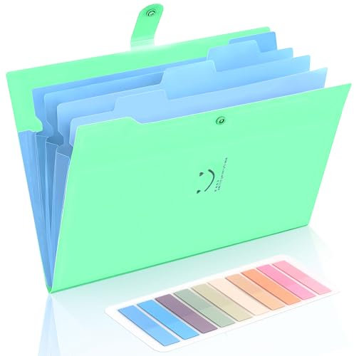 Dokumentenmappe A4, Fächermappe A4s mit 200-Etiketten, 5-Fächer Mappe A4s, Sammelmappe A4 mit Druckknopf für Zuhause, Büro, Schule Und Auf Reisen