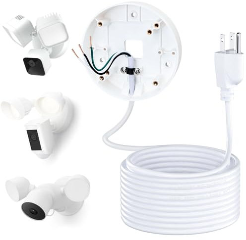 Power Cable and Plug Mount for Reflector Cameras, Compatible with Cam Wired Pro/Plus, Reflector Camera with Flashing Cable, Electrical Box with Waterproof Cable of 6 m
