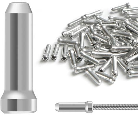 FOMGIIN 100 Pièces Embouts de Câble de Frein, 12 mm Embouts Câble Vélo en Alliage, Câbles et Gaines de Embout Frein Velo pour Vélo de Montagne (Argent)
