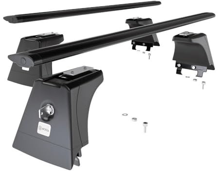 Mossa - Alu-Dachträger kompatibel mit Skoda Fabia mk I Limousine (2001-2007) - schwarz Dachträger Dachgepäckträger - Montagepunkte 2