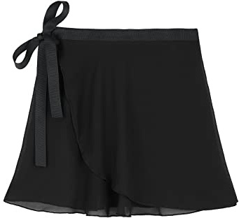 Century Star Ballet Skirts for Girls Women Dance Skirt Toddler Adult Wrap Chiffon Skirt Leotards Adjustable Ballerina Clothes Black 3-5 Years