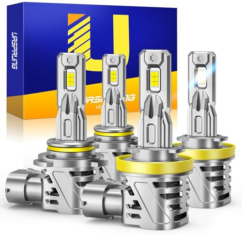 Ursprung H11 9005 Nebelscheinwerfer Birne Combo, 50000LM 800% heller, echte 1:1 Größe H11 9005 Lampen Birnen, Plug-N-Play, Canbus Ready, 4 Stück