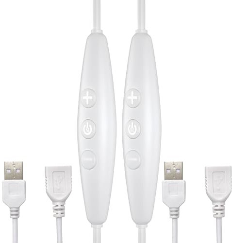 Clearhill USB Male and Female Dimmer Switch 2Packs,6-Speed Dimming,ON-Off Function,Stepless Dimming,2A Current,22AWG Wire,16k Refresh Rate,60s delay Off,for 5V Single Color Led Lights(White)