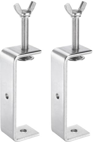 sourcing map 2pcs 304 Stainless Steel C Clamps 4.72 (120mm) Wide Jaw Opening Wood Clamps Metal U Beam Clamp for Woodworking Welding Building Household Mounting