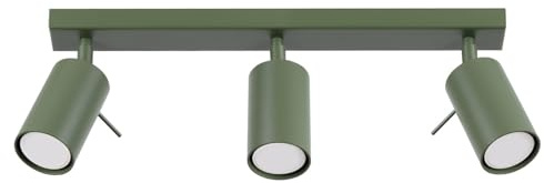 SOLLUX lighting Deckenlampe Deckenleuchte Deckenstrahler Einstellbar Stahl 3 Flammig 45 x 6 x 17 cm Olivgrün Ring