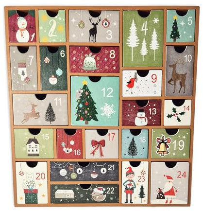 Wichtelstube-Kollektion Adventskalender 2024 zum befüllen, wiederverwendbar, größe Fächer Adventskalender Holz Weihnachtskalender Ideal für Kinder