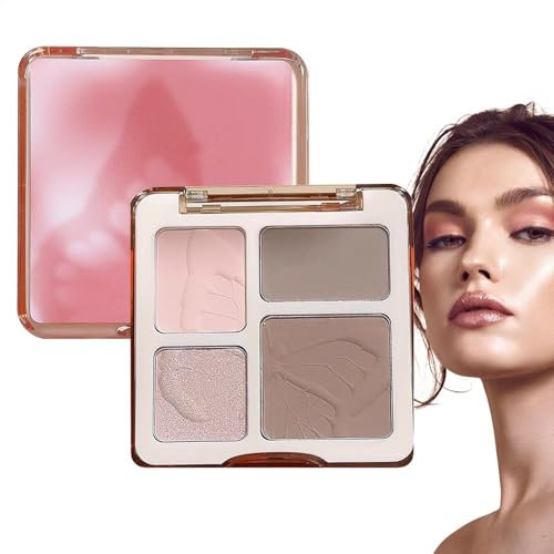 Palette per contouring, palette di cipria per il viso, per principianti, multiuso, kit per contouring e illuminante, facile da usare, per principianti e pelli chiare