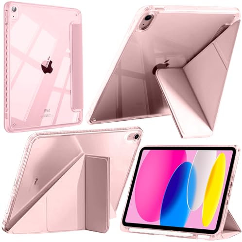 YeaQuelior Coque pour iPad 10ème Génération 10,9 Pouces en 2022, iPad 10 Housse Coque avec Porte-Stylet, 6 en 1 Différents Angles de Vue, avec Réveil/Sommeil Auto, Rose