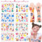 8 Blätter Prinzessin Temporäre Tattoo Aufkleber Set180+ Prinzessin Sticker, Kinder tattoos Hautfreundlich, Wasserdichte Kindertattoos für Kinder Mädchen Geburtstag Prinzessin Party Dekor Geschenk