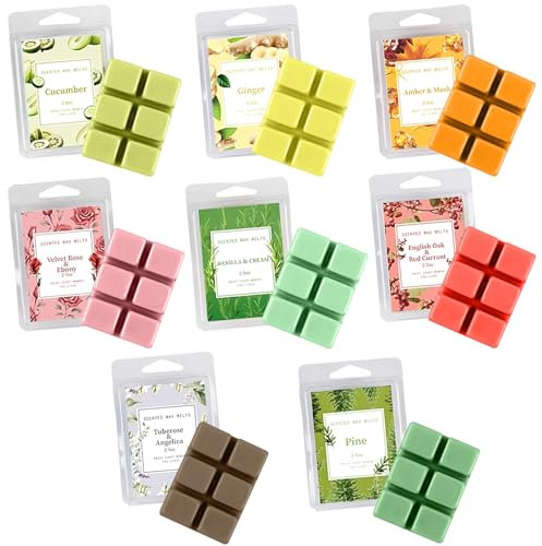 Herbst Duftwachs für Duftlampe, 8 Düfte Sojawachs Raumduft Duftkerze, Natürliches Wax Melts Sojawachs Schmilzt Duftwachswürfel für Raumdüfte, Damen Düfte Geschenk Set für Halloween Weihnachten (B)