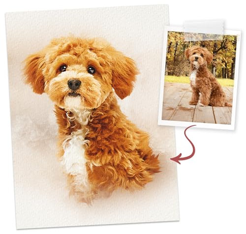 ArtFlix Personalisiertes Portrait Haustier auf Leinwand - Poster/einzigartiges Geschenk - Haustierbild - personalisierte bilder - personalisiertes Portrait von deinem Foto, Geschenk (Aquarell)