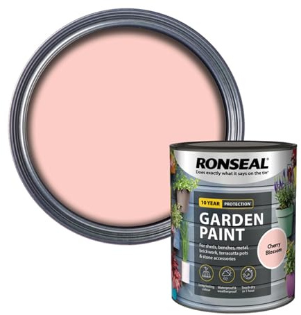 AOC24 Garden Fence Paint 750ml – Multi-Surface Exterior Paint for Wood, Brick, Metal, Stone & Terracotta – Waterproof, Resists Fading, Matt Finish for Sheds, Fences, Garden Furniture Cherry Blossom