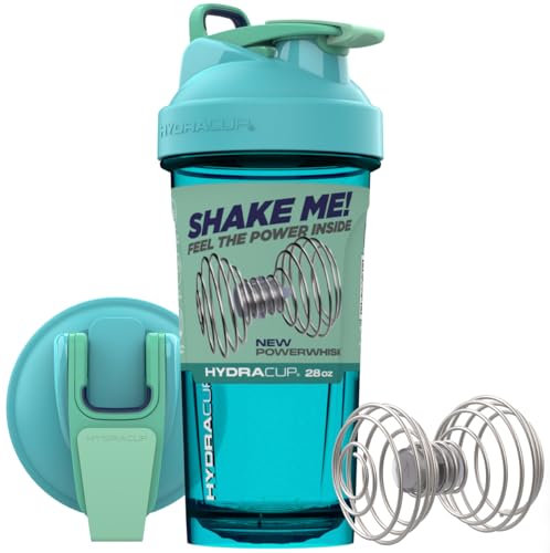 HydraCup Power Shaker mit beschwertem Schneebesen, 800 ml – schnelleres Mischen, weniger Schütteln erforderlich, klumpenfreie Protein-Shakes, Shaker-Becher (Tritan, Blau)