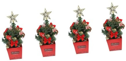 ABOOFAN 4 Pezzi confezione albero di natale christmas tree xmas tree piccolo albero di natale da tavola decorazioni figurine albero di Natale creativo arredamento per feste pvc