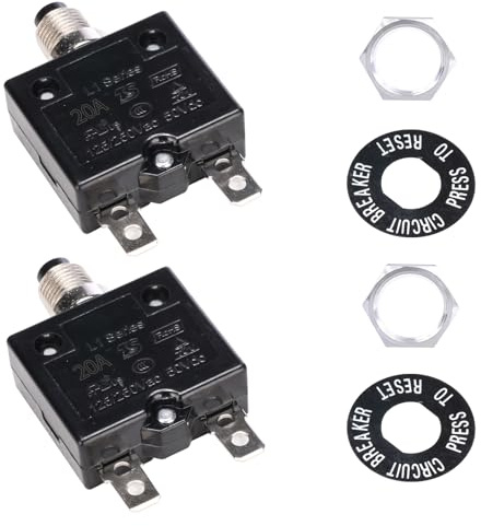 AFOERIT Interruttore termico 25 A a ripristino manuale serie L1 125-250 V CA/50 V CC, protezione da sovraccarico per sistemi elettrici automobilistici marini e camper, 25 A, confezione da 2