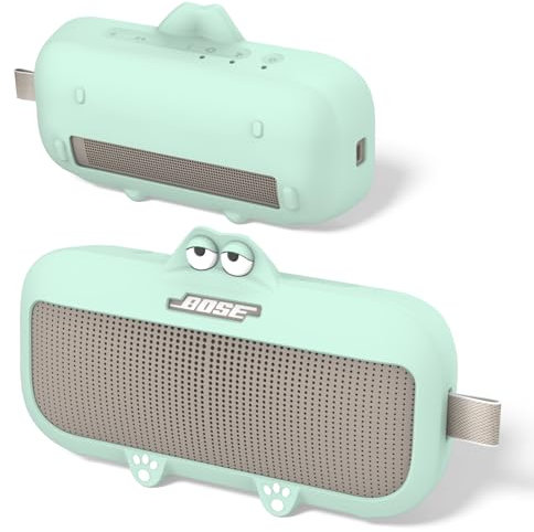 Cartoon Cute Kawaii Silicone Cover for Bose SoundLink Speaker,Anti-Scratch Shockproof Protective Cover Compatible with Bose SoundLink Flex Portable Bluetooth Speaker (2nd Gen)(Green)