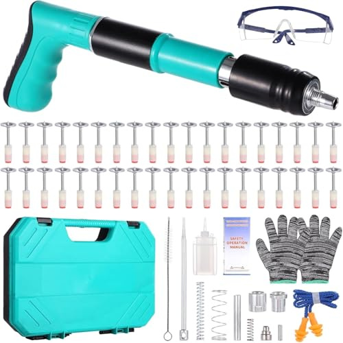 Handgehaltene Mini-Nagelpistole, 200 Stück runde Nägel/5-Gang-Stahl-Nagelpistole, tragbare Nagelpistole, verstellbare Nagelpistole für Zementwände/Holz/Decken/Haushalt