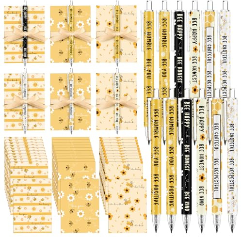 Sinload 30 Sets inspirierendes kleines Notizbuch mit einziehbarem Bleistift für Schulanfang, Klassenzimmer, Lehrer, Büro, erste Klasse, Schreibwaren, Geschenk für Studenten, Bienenliebhaber