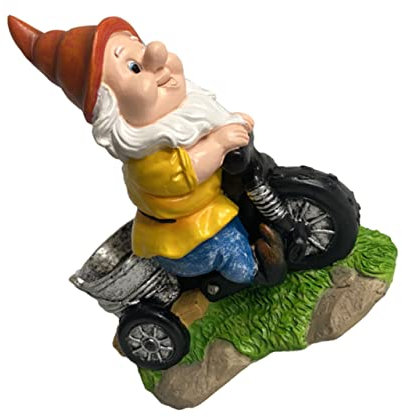 LIOOBO Zwergenfigur Dreirad aus Kunstharz für Balkon und Tischdeko