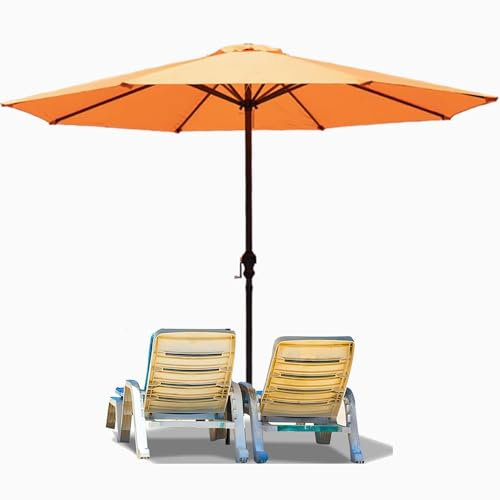 YHDMDQ 2.7m Terrassenschirm Marktschirm Sonnenschirm, Rund Gartenschirm Tischschirm Mit Kurbel, Groß Ampelschirm Sonnenschutzschirm(Orange)
